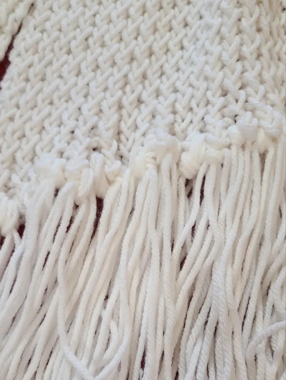 Cream Knit Fringe Scarf - Women's Accessory